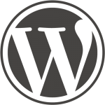 wordpress logo in white and grey
