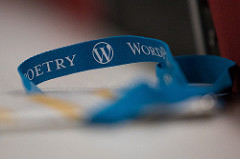 blue band with words 'poetry' and 'WordPress'